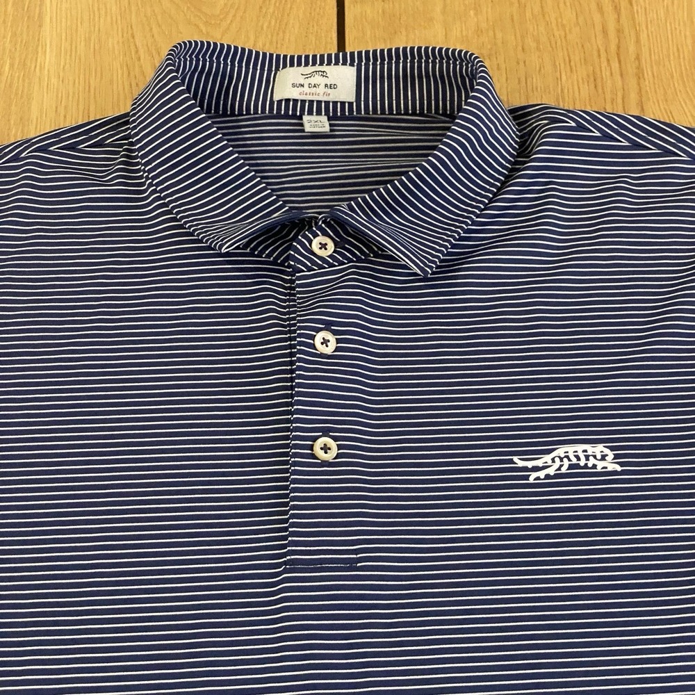 Sun Day Red Polo Shirt Mens XXL Golf Performance Tiger Woods SDR Premium Blue